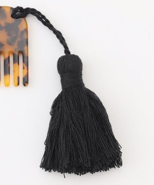 自由区 タッセル付きアクリル コーム ブラウン系