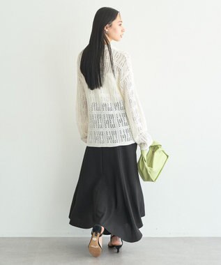 earth music&ecology メッシュレース襟付きカーディガン Off White