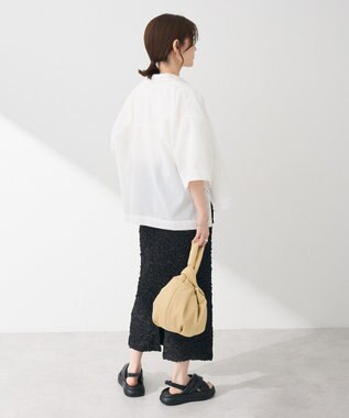 Green Parks 綿麻混５分袖ターンバックシャツ Off White