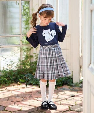 ANY KIDS ラメチェックプリーツスカパン チャコール系