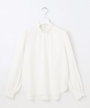 Feroux 【洗える】スタンドネックブラウス ホワイト系