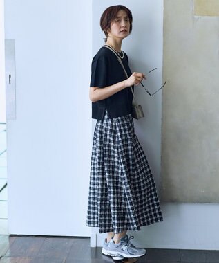 ANY 【2SET】ニット×チェックスカートセット モノトーン系