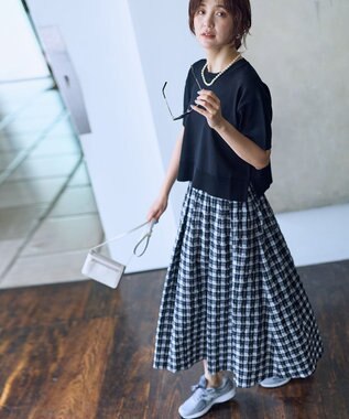 ANY 【2SET】ニット×チェックスカートセット モノトーン系