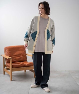 WEGO 【ユニセックス着用ITEM】オーバーフィットドライタッチパターンカーディガン 柄3