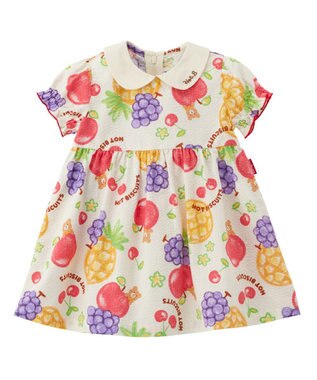 MIKI HOUSE HOT BISCUITS 【ビーンズ×フルーツシリーズ】【80-120cm】襟付き 半袖ワンピース アイボリー