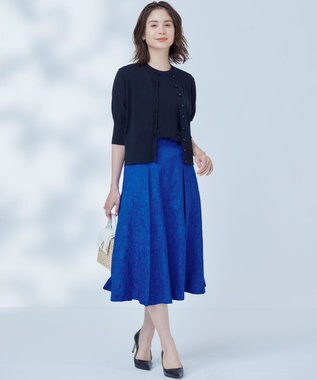 組曲 【洗える・6色展開】CANDYボタン 半袖カーディガン ブラック系