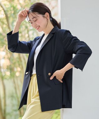ANY L 【セットアップ着用可】イージーケアライトストレッチダブルジャケット ネイビー