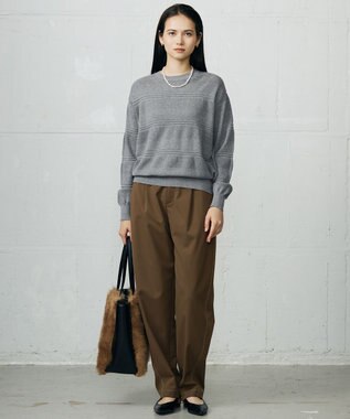 自由区 【SHIHOさん着用】デニムライクツイルカーブテーパード パンツ ブラウン