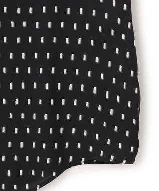 ICB L 【新色追加・WEB限定】BackSatinAmunzen キーネックブラウス ブラックドット系