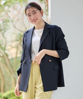 【セットアップ着用可】イージーケアライトストレッチダブルジャケット