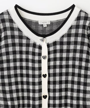 ANY KIDS ギンガム総柄ニット カーディガン ブラックギンガム