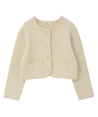 earth music&ecology 【WEB限定】ゴールド釦ショートニットカーディガン Ivory