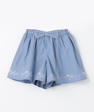 ANY KIDS 刺繍 キュロット デニムブルー×ロゴ