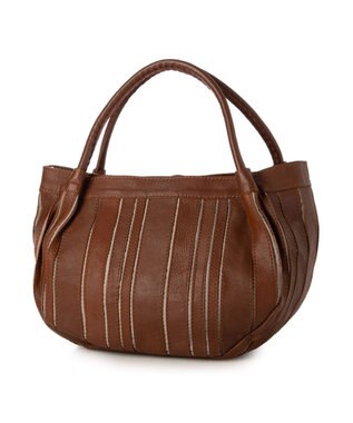 UNBILLION ピークスピーク PEAKS PEAK / ソフトレザーマルチストライプラウンド2wayバッグ ブラウン