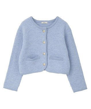 earth music&ecology 【WEB限定】ゴールド釦ショートニットカーディガン Blue