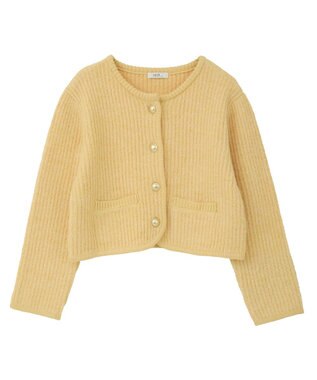 earth music&ecology 【WEB限定】ゴールド釦ショートニットカーディガン Yellow