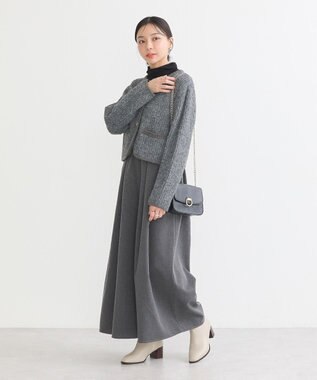 earth music&ecology 【WEB限定】ゴールド釦ショートニットカーディガン Charcoal Gray
