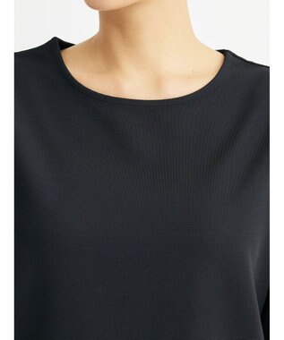 Green Parks 袖異素材使いリップルプルオーバー Black