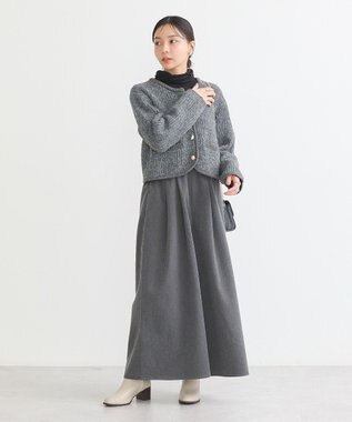 earth music&ecology 【WEB限定】ゴールド釦ショートニットカーディガン Charcoal Gray