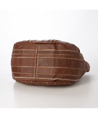 UNBILLION ピークスピーク PEAKS PEAK / ソフトレザーマルチストライプラウンド2wayバッグ ブラウン