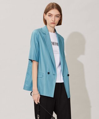 ICB 【接触冷感・洗える】エステルラミーチンツ ハーフスリーブジャケット セルリアン系