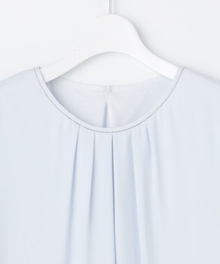 23区 L 【洗える】シルキーデシン ボールチェーン カットソー スカイブルー系