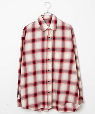 WEGO オンブレチェックシャツ レッドチェック1