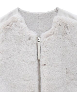 CRAFT STANDARD BOUTIQUE エコファー×ムートンチュニックベスト Light Gray