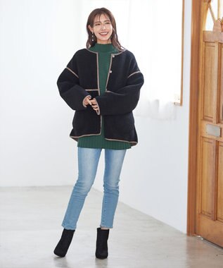 Tiaclasse 【新色追加・洗える】ランダムリブ編みドルマンニットチュニック グリーン