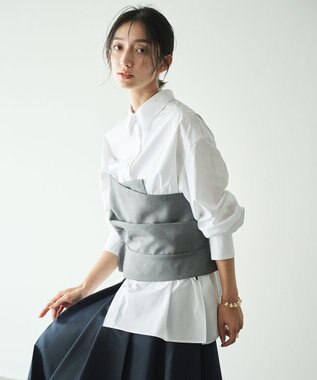 #Newans ビスチェレイヤーシャツ ホワイト×ライトグレー