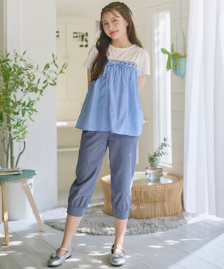 組曲 KIDS 【150-170㎝】 クロップドカフスパンツ ネイビー