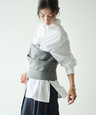 #Newans ビスチェレイヤーシャツ ホワイト×ライトグレー