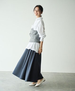 #Newans ビスチェレイヤーシャツ ホワイト×ライトグレー