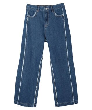 Green Parks ・Ｄｏｕｂｌｅ　Ｆｌａｇｓフリンジラインストレートデニム Indigo