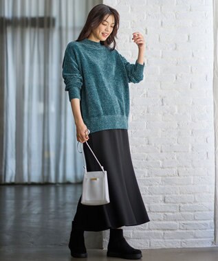 ANY モールニットプルオーバー ブルー