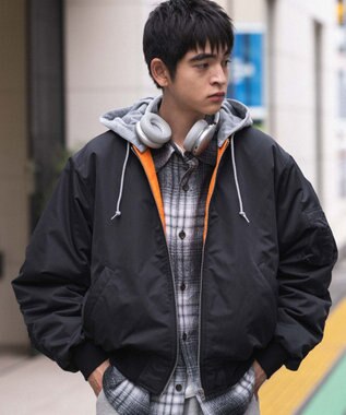 WEGO 【ユニセックス着用ITEM】2WAYフードパファーMA－1 ブラック