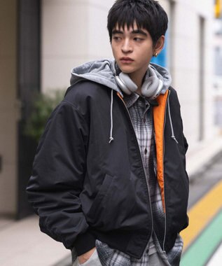 WEGO 【ユニセックス着用ITEM】2WAYフードパファーMA－1 ブラック