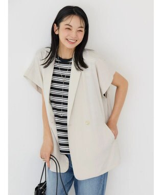 AMERICAN HOLIC 接触冷感Ｗボタンジレ Gray Beige