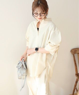 AMERICAN HOLIC 【WEB限定】イージーケアバックギャザーリボンシャツ Stripe Yellow