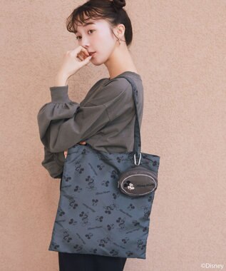 earth music&ecology 【予約】Disney/アソートポーチ付きエコバッグ チャコールグレー