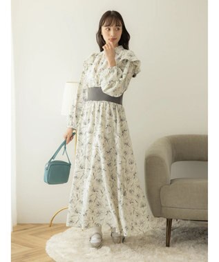earth music&ecology リブドッキングフラワーワンピース Ivory
