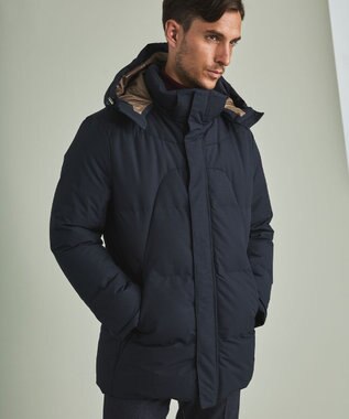 GOTAIRIKU 【仕事で着用可】MINOTECH メランジラミネート ダウンコート(23年モデル) ネイビー系