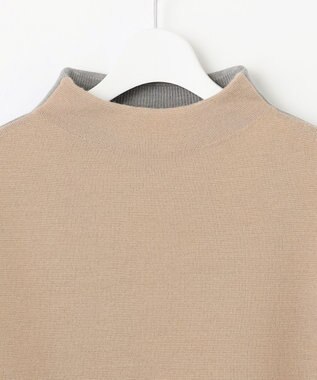 自由区 【セットアップ対応・洗える】ウールミラノボトルネック ニット モカ×ライトグレー