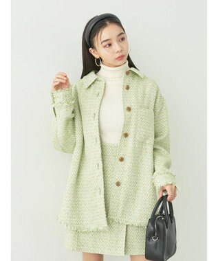 earth music&ecology ツイードシャツジャケット Lime Green