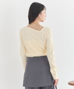 earth music&ecology アシメネックリブプルオーバー Light Yellow