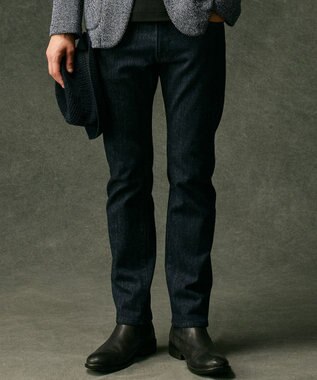 JOSEPH ABBOUD 【ストレッチ/JAPANファブリック/きれいめ】ストライプジャカード デニム ネイビー系1