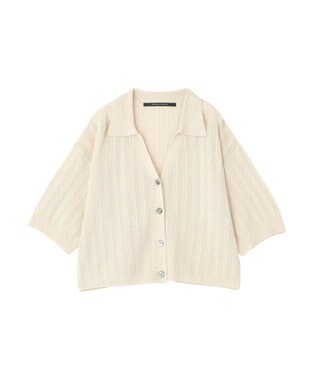 YECCA VECCA ストライプメッシュニットカーディガン Ivory