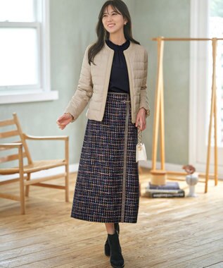 ANY SIS 【洗える】フリルネックスタンド ブラウス ネイビー