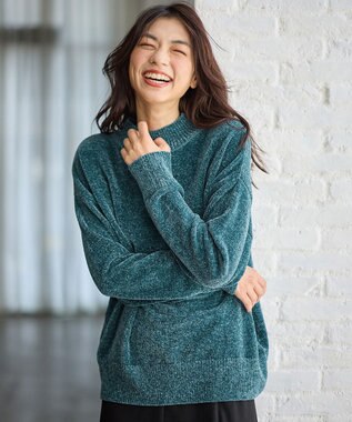 ANY モールニットプルオーバー ブルー