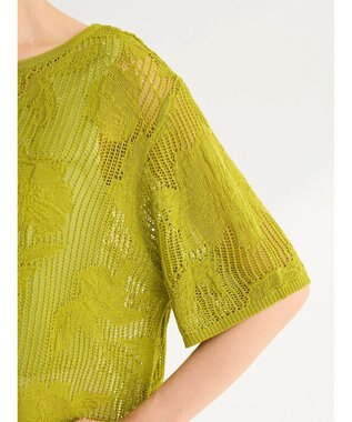 Green Parks 花柄メッシュニットプルオーバー Lime Green